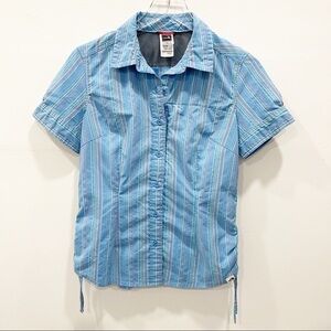 The North Face Stripe Short Sleeve Vented Button Up Shirt Hiking Outdoor Medium